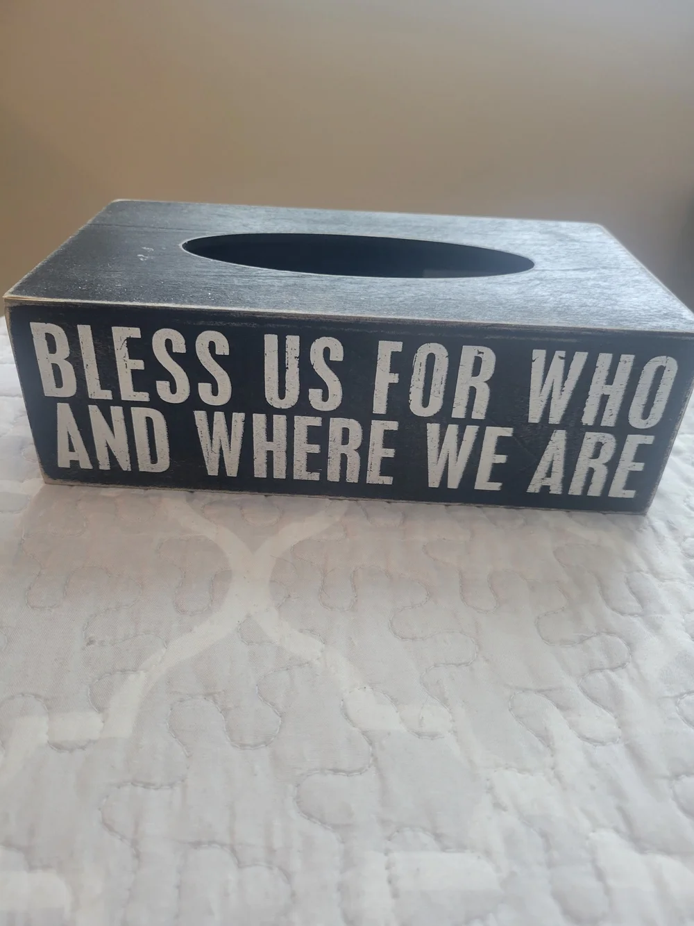 Primitives by Kathy Black Wooden 'God Bless You' Tissue Box Cover